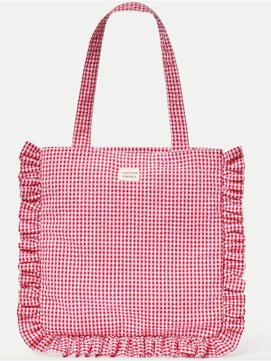 Loeffler Randall Handbags - Loeffler Randall Justine Red Gingham Ruffle Tote